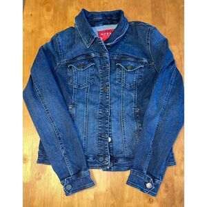Denim Jacket GUESS Los Angeles‎ Distressed Vintage Size L Cropped Fitted